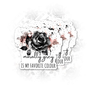 Set 3Pcs Morally Grey is My Favourite Color Sticker Rose Sticker Book Lover Sticker Bookish Sticker Booktok Sticker Water Assitant Die-Cut Vinyl Decals for Laptop Phone Water Bottles (2 Inches)
