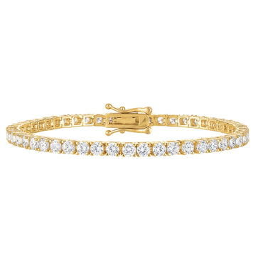 KISPER 24K White Gold Plated Tennis Bracelets for Women 3mm 4mm Cubic Zirconia Simulated Diamond Classic Tennis Bracelet Sizes 6.5-7.5 Inch (3mm Yellow Gold 6.5 inches)
