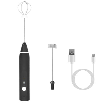 Electric Milk Frother with 2 Whisk Heads