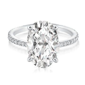 Moissanite 4.0 Ct Pavé Oval Cut Engagement Rings For Women