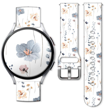 AURASWAY Sport Bands Compatible for Galaxy Watch 6 Band/Galaxy Watch 5/Galaxy Watch 4 Band Galaxy Watch 5 Pro/Galaxy Watch 3/Active 2 Watch 20mm Soft Silicone Sports Strap Women Men(Cute Flower)
