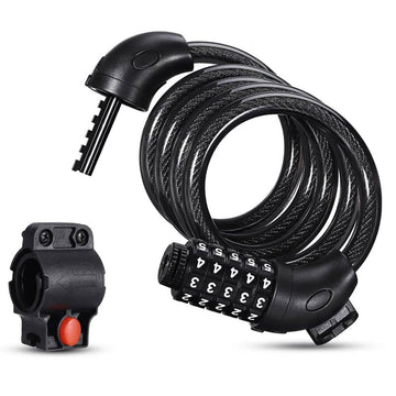 Famistar 4 Feet 5 Digit Resettable Combination Coiling Bike Chain Lock