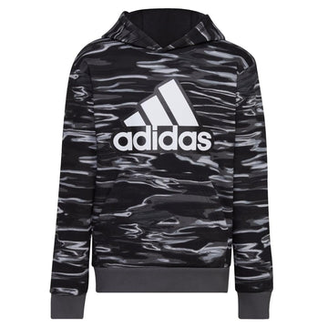 adidas Boys Long Sleeve Camo Print Hoodie Black 4