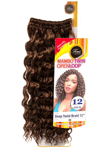 Femi Collection Mambo Twin Open Loop Deep Twist Braid, 12"