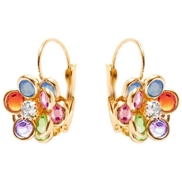 Flower Shaped Leverback Drop Earrings Made with Swarovski Crystals