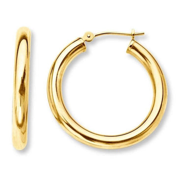 French Lock Hoop Earrings in Solid 14K Gold