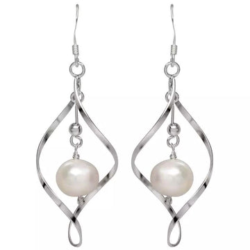 Freshwater Pearl Dangle Earrings in Sterling Silver