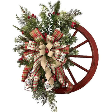 Front Door Wooden Vintage Winter Decorative Christmas Wreath