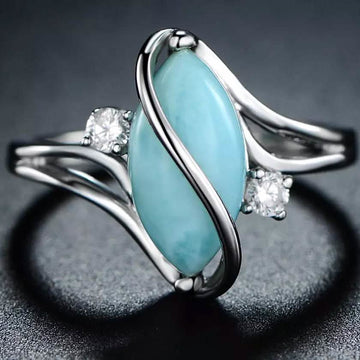 Genuine Marquise-Cut Larimar S Ring