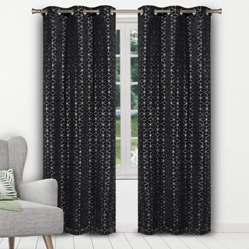 Geometric Pattern Blackout Thermal Window Curtain Pair Panel