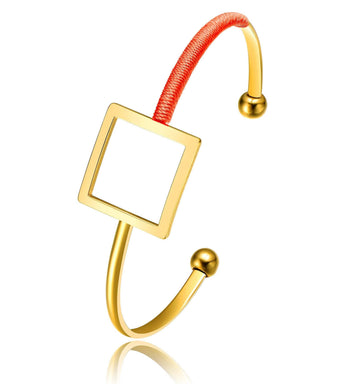 Gold Plated Cadmium Orange Thread Square Bangle