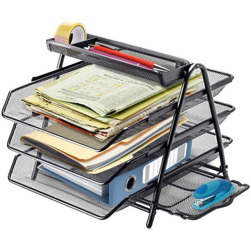 Halter 3 Tier Mesh Desktop Organizer with Sliding Paper Trays