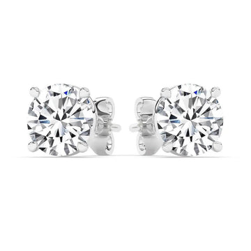 IGI, F/VS1, 4 CT Solitaire Lab-Grown Round Diamond Studs Earring, 950 Platinum
