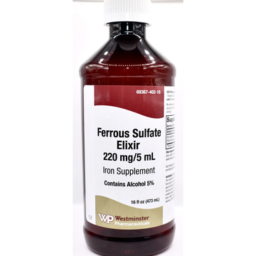 Ferrous Sulfate Liquid – 220 mg per 5 mL (16 fl oz / 473 mL)
