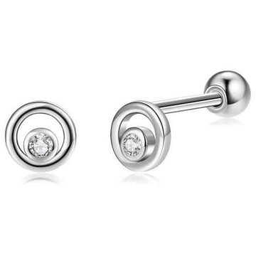 INALIS Fine Silver Stud Earrings Full Clear Cubic Zirconia Star Small Earring