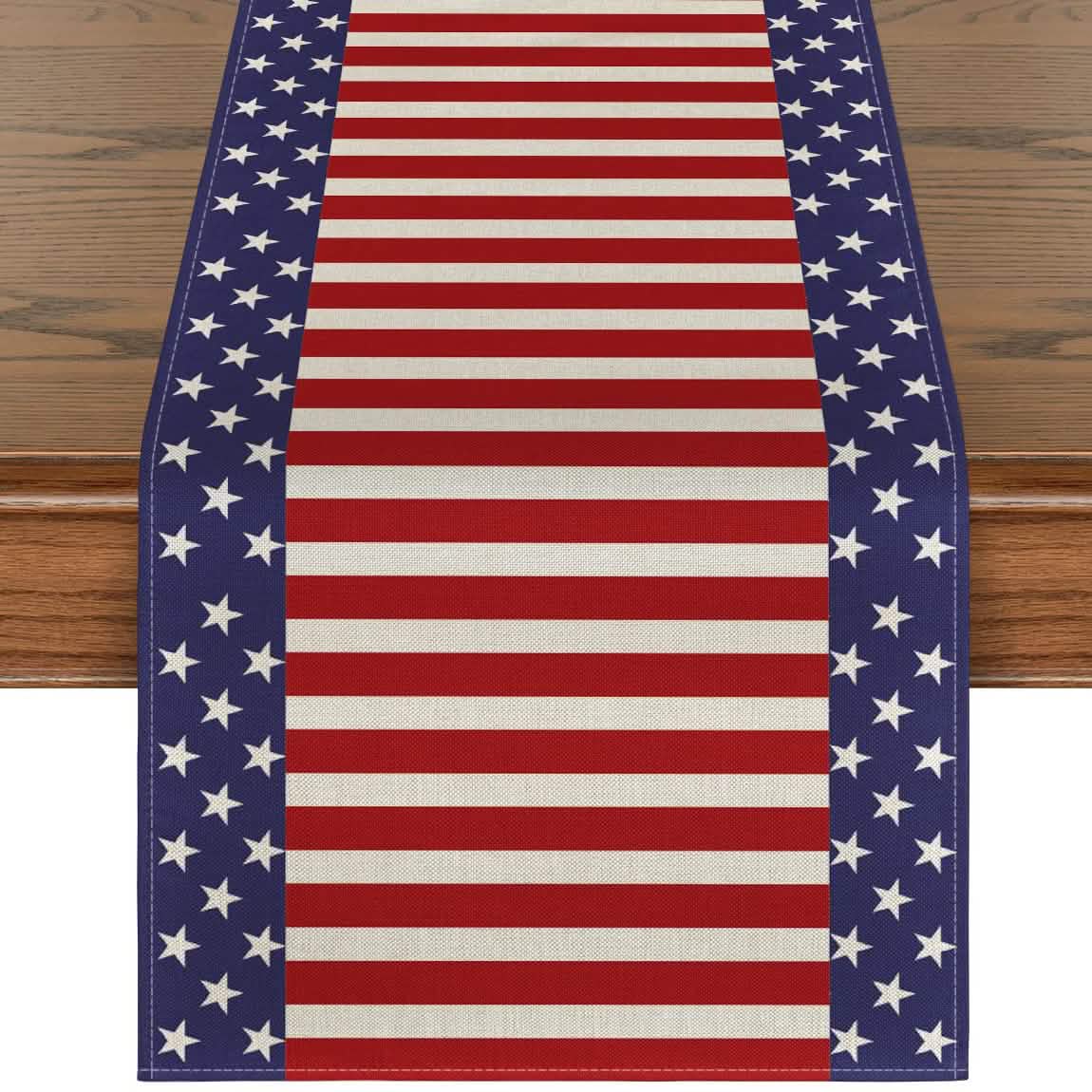 Independence Day Linen Burlap Table Bunting