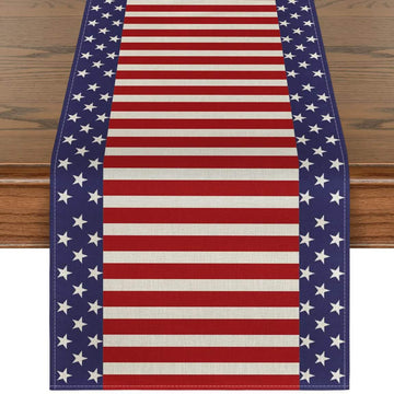 Independence Day Linen Burlap Table Bunting