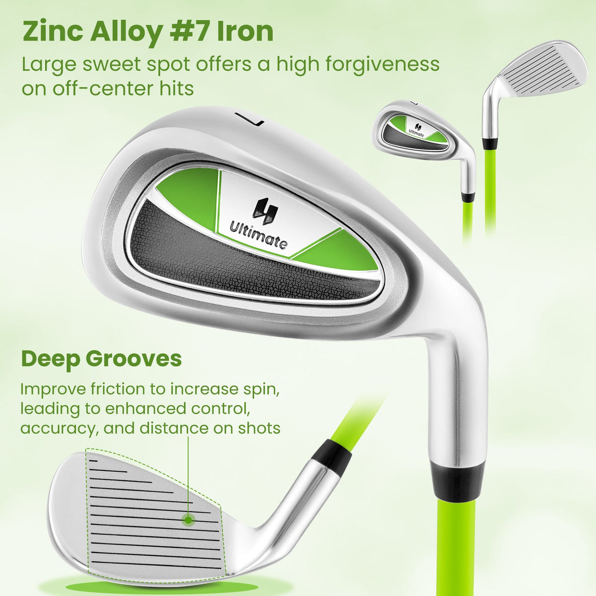 Individual Gold Club for Boys and Girls with Fiberglass Shaft and Headcover