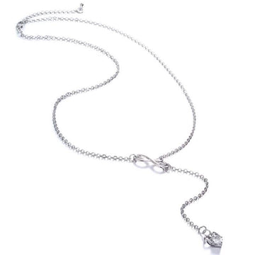 Infinity Heart Crystal Lariat Pendant Necklace