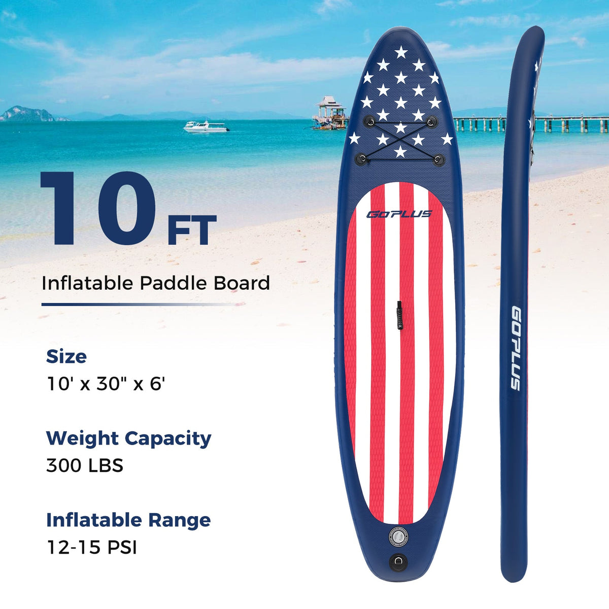 Inflatable Paddle Board with Removable Fin and Backpack