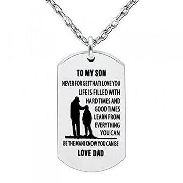 Inspirational Always Remember Son Pendant Necklace Dog Tag