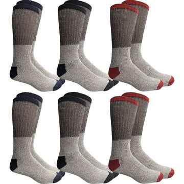 Insulated Thermal Cotton Cold Weather Crew Socks for Men or Women -6_Pack-Women