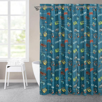 Kidz Mix Level Up Glow-in-the-Dark Shower Curtain