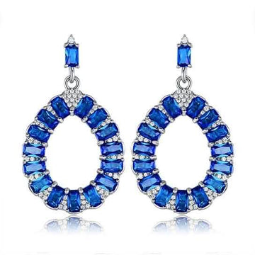 Lab-Created Teardrop Chandelier Earrings in Rhodium Plated