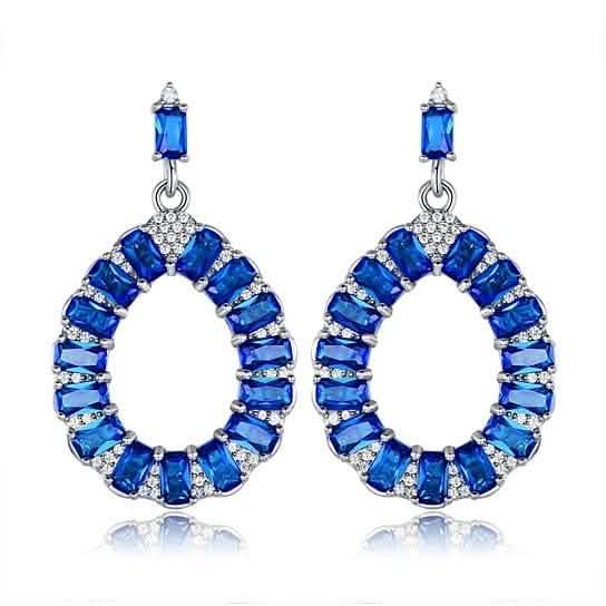 Lab-Created Teardrop Chandelier Earrings in Rhodium Plated