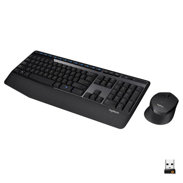 Logitech Wireless Combo Full-Sized Keyboard with Comfortable Right-Handed Mouse (Refurbished)