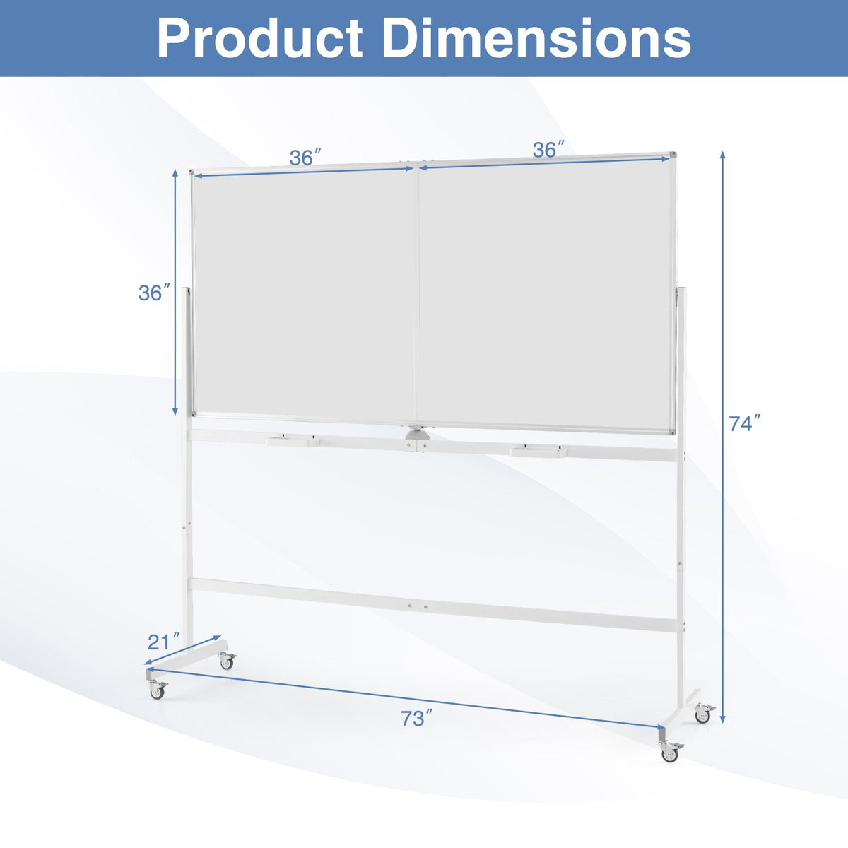 Rolling Double-Sided Magnetic Whiteboard on Wheels with Stand and Aluminum Alloy Frame