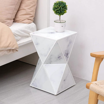 Marble End Table Multi-Face Contemporary Nightstand