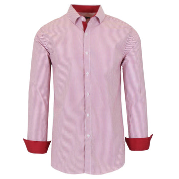 Men's Long Sleeve Slim Fitting Gingham Pattern Dress Shirts