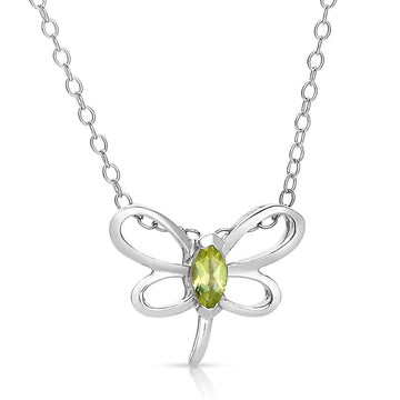 Mini Butterfly Necklace With Genuine Stone