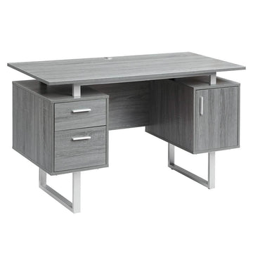Modern Gray Office Desk with Storage