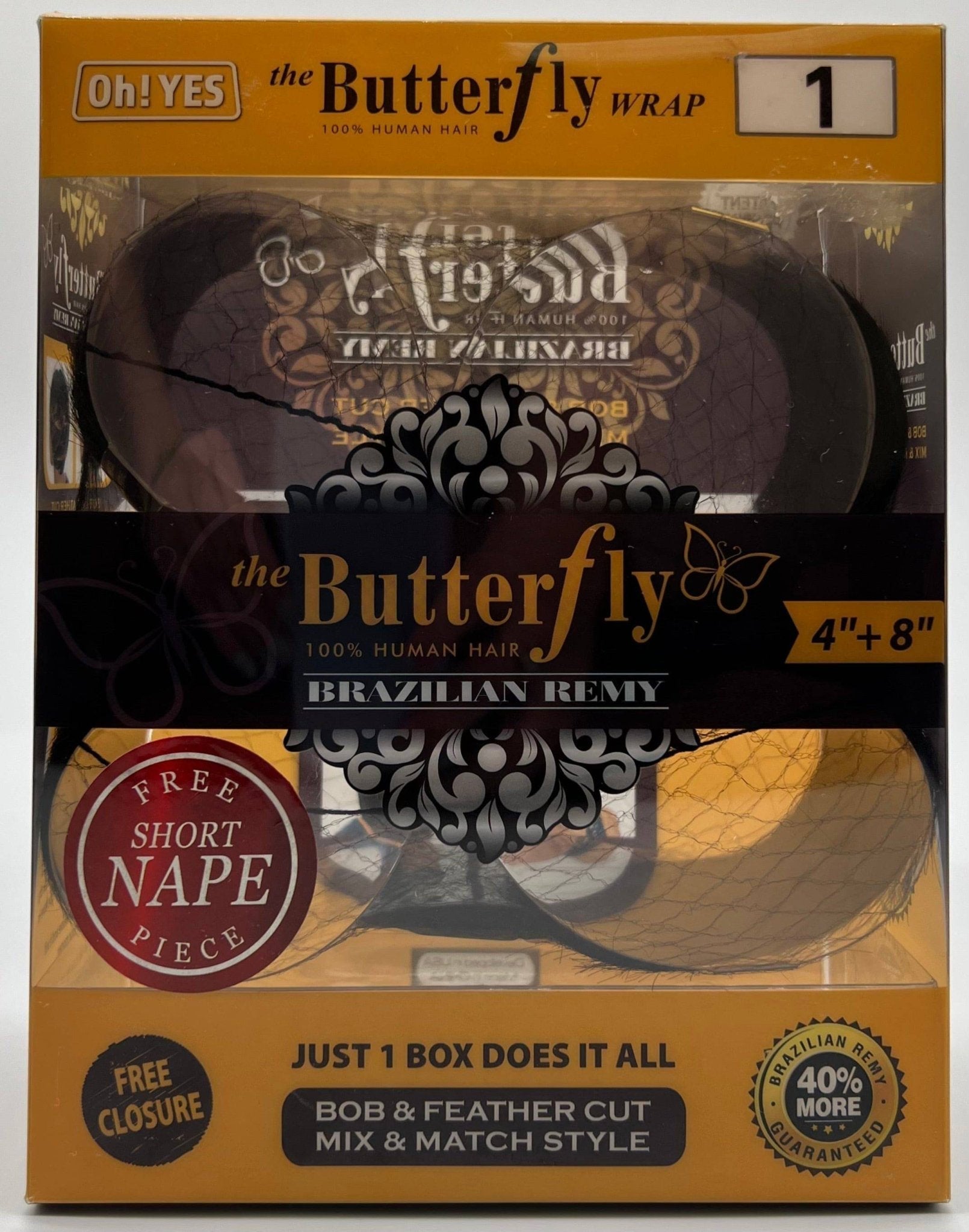 Oh! Yes 100% Human Hair-The Butterfly Wrap 4''8''+free closure