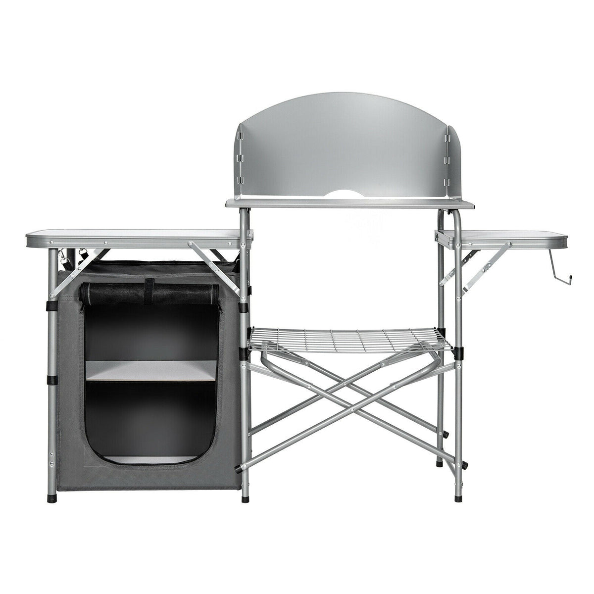 Foldable Outdoor BBQ Portable Grilling Table With Windscreen Bag