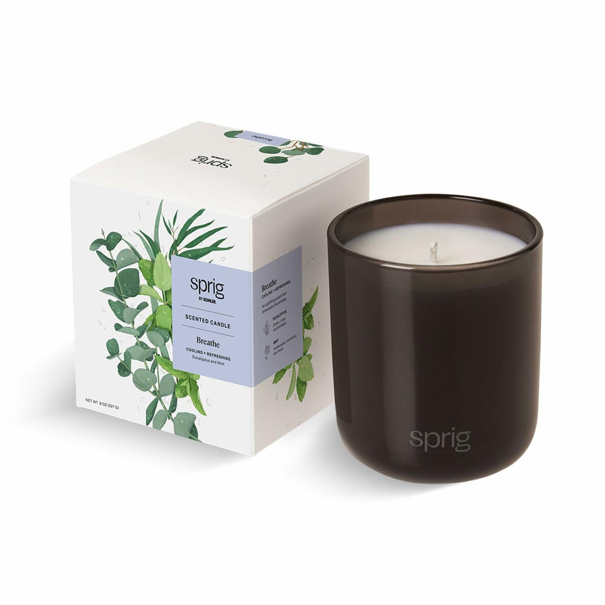 Sprig by Kohler Breathe Aromatherapy Candle with Eucalyptus and Mint -8 oz