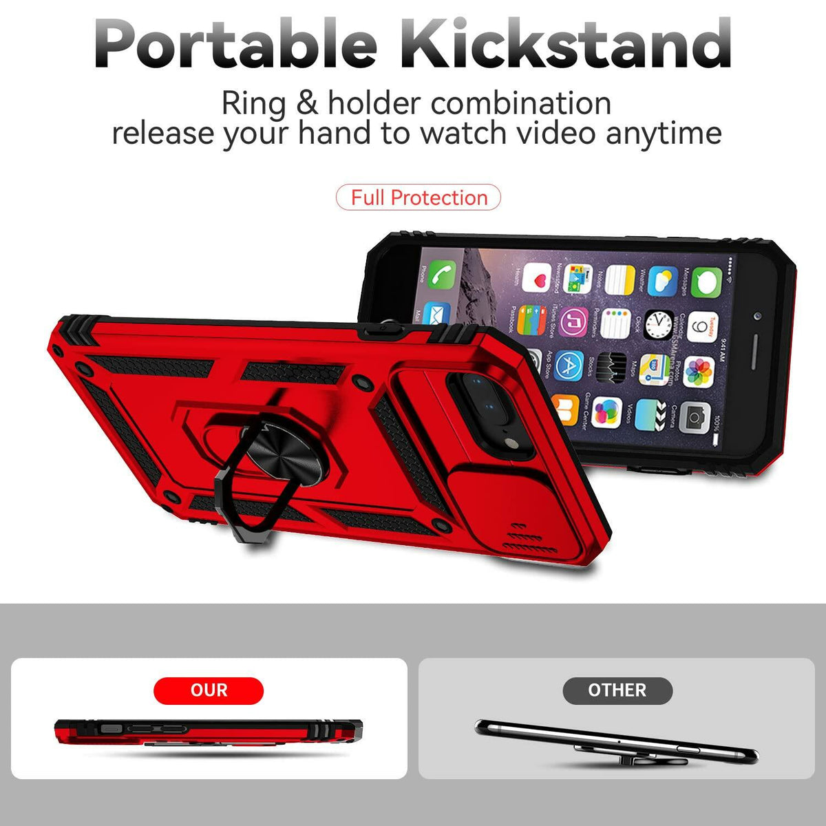 YZOK iPhone 8 Plus/7 Plus Case with HD Screen Protector Red New