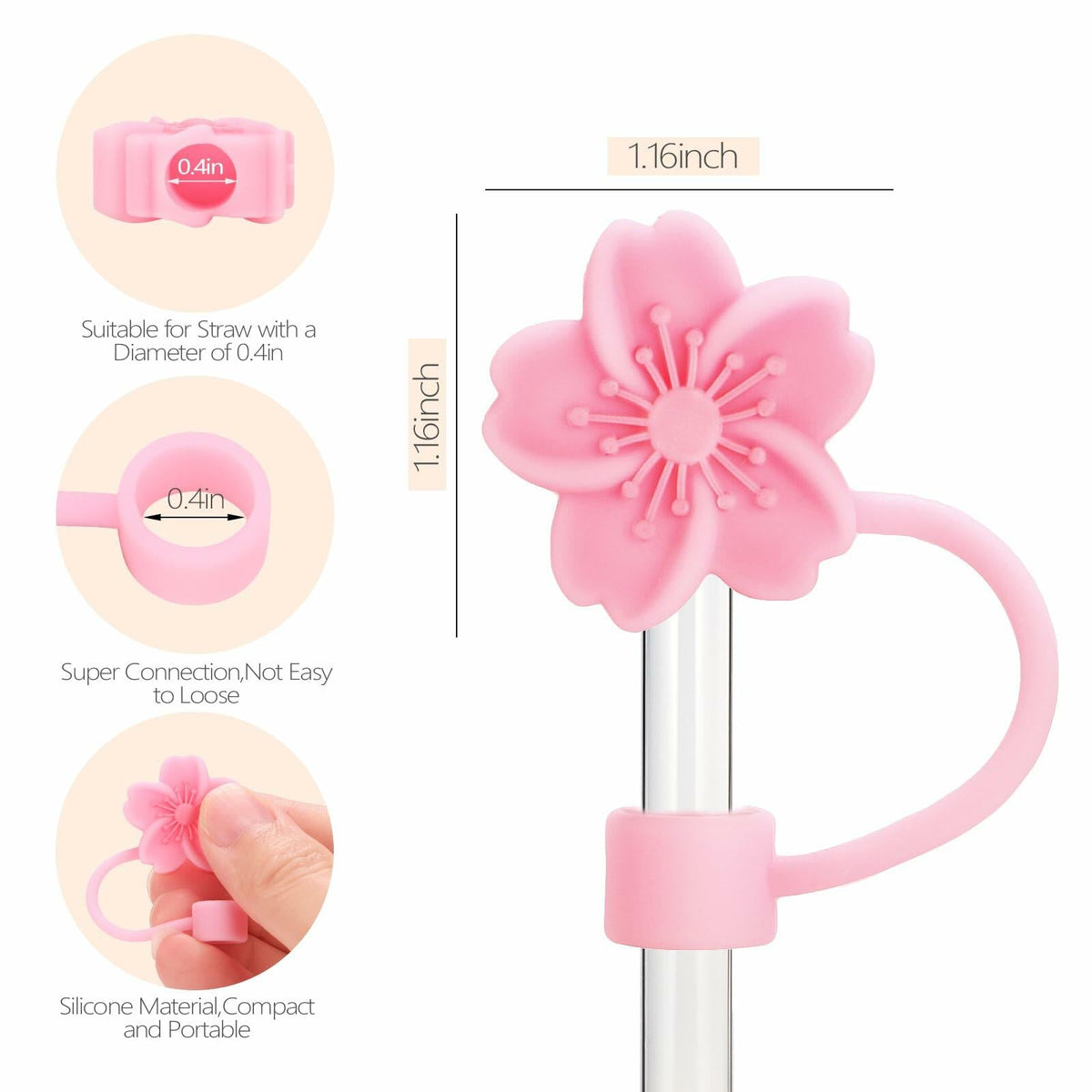 Sloworld 4PCS Straw Covers for Stanley 30/40oz + 2PCS J Letter Charms