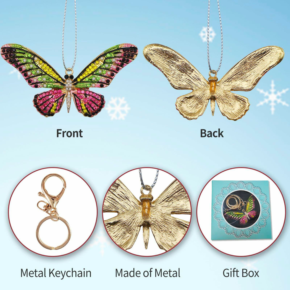 Colorful Butterfly Christmas Ornaments Tree Charms - New - Single Unit
