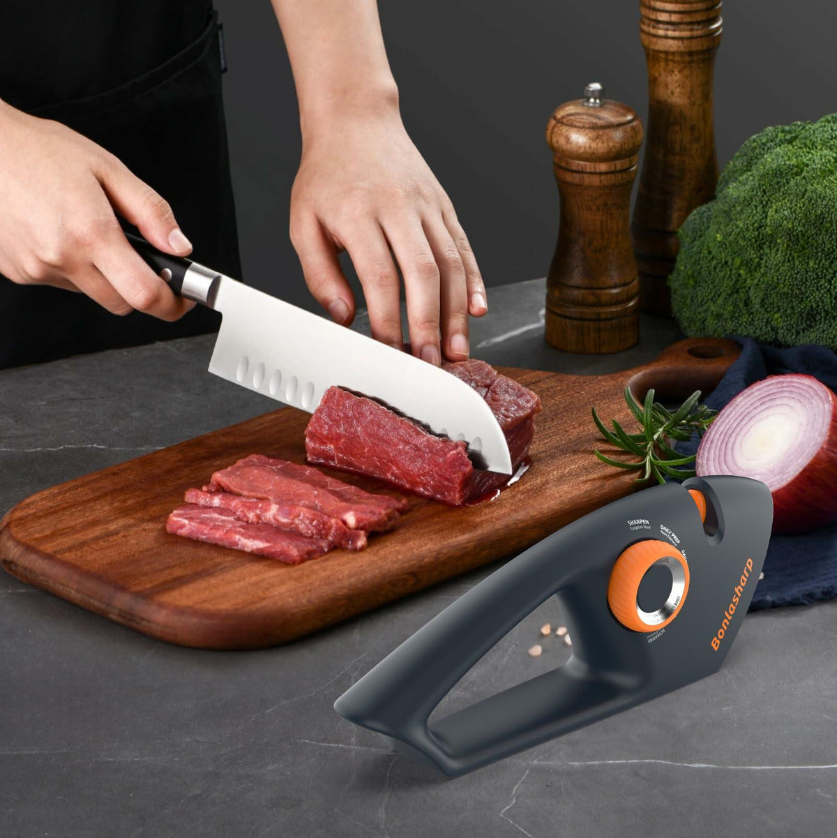 5-in-1 Adjustable Knife Sharpener for Kitchen & Scissors Ergonomic Design