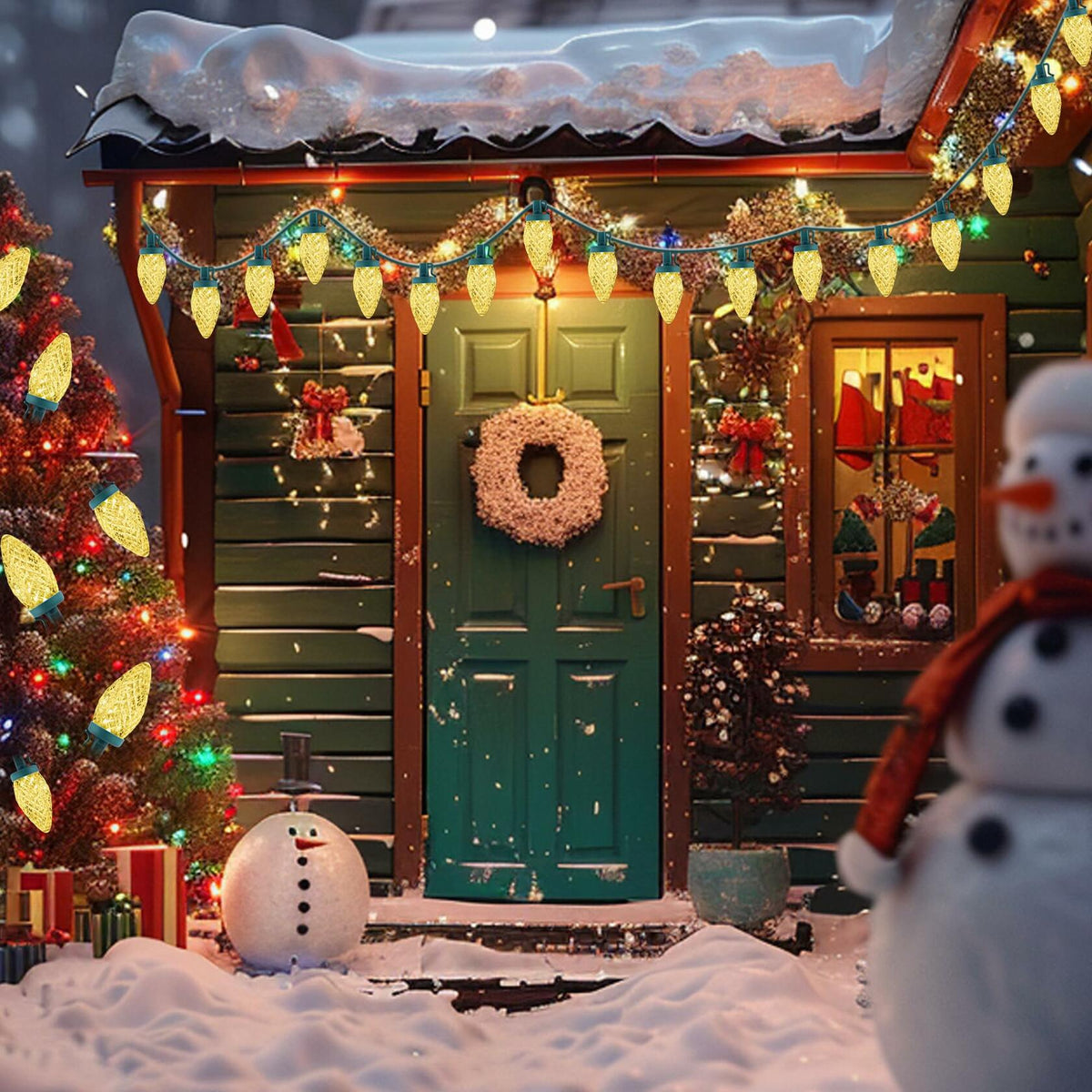 C9 LED Christmas Lights Outdoor 50 LED 32FT Warm White Plug-in Strand
