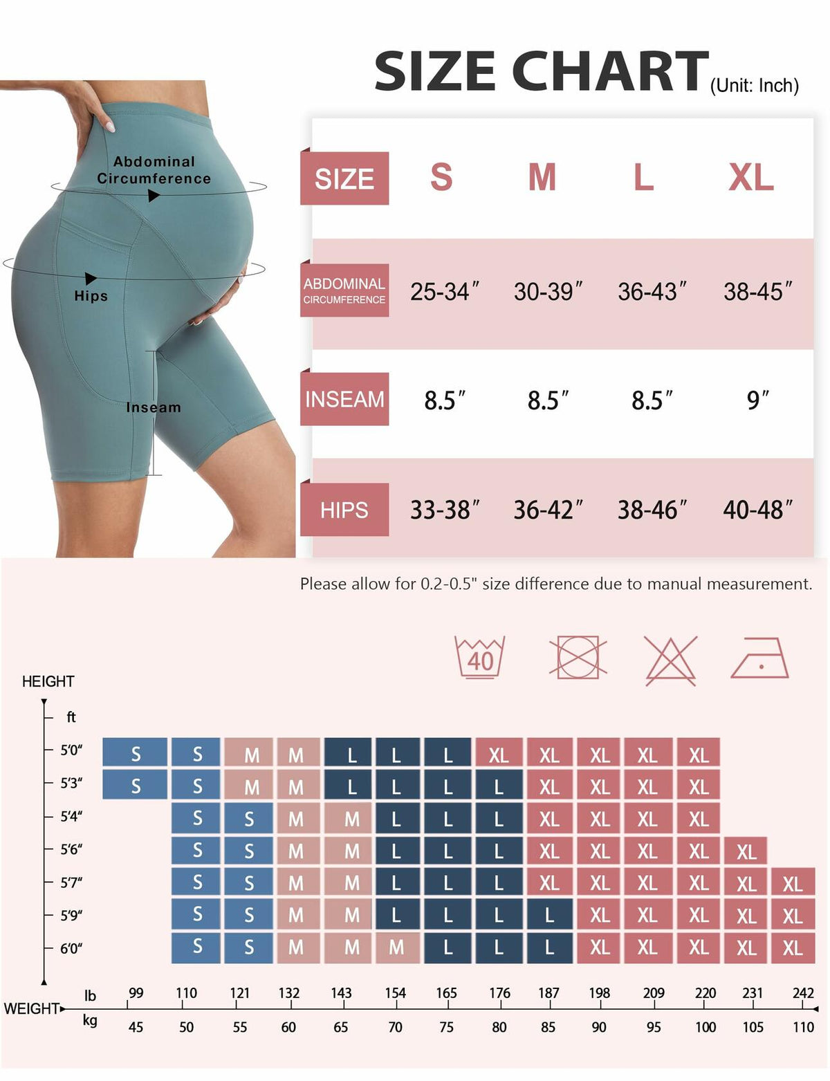 Purplepig Maternity Shorts with Pockets 8" Cyan Small Soft Over Belly