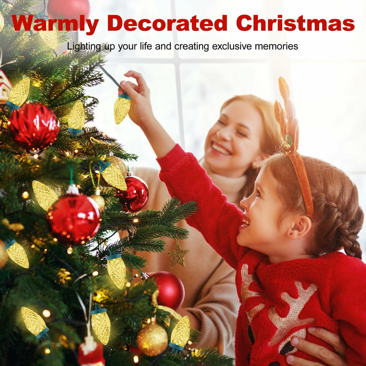 C9 LED Christmas Lights Outdoor 50 LED 32FT Warm White Plug-in Strand