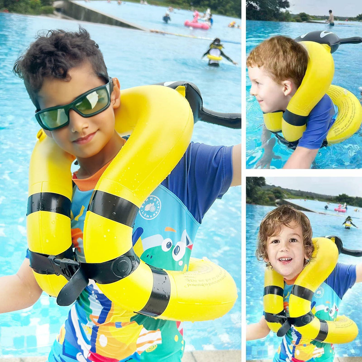 Jioqoti Kids Swim Vest Adjustable Buckle Yellow 30-50 lbs Size L