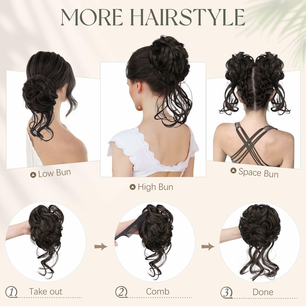 SOFEIYAN Synthetic Messy Bun Hair Piece Claw Clip Wavy Curly Extension