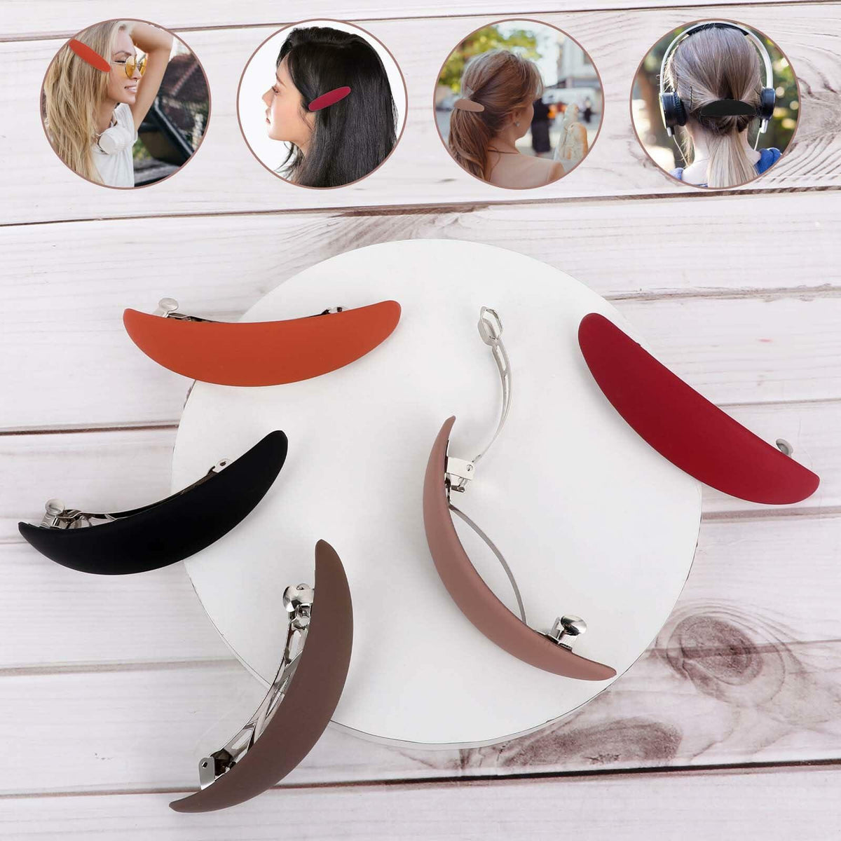 Bewudy 5 PCS Matte Neutral French Hair Barrettes Clips, Strong Hold, Vintage