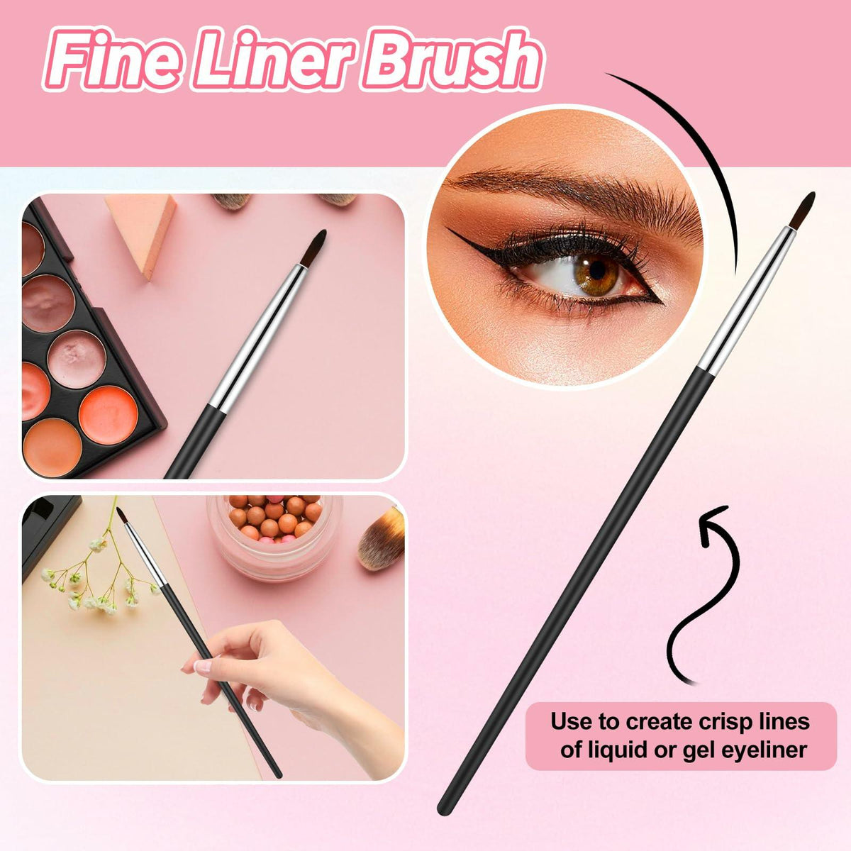 3Pcs Pink Silicone Eyeliner Stencils & Brushes Reusable Makeup Tools