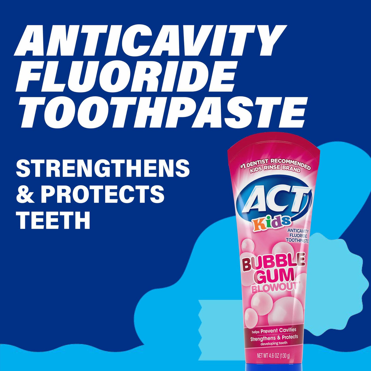 ACT Kids Anticavity Fluoride Toothpaste Bubble Gum Blowout 4.6 oz New